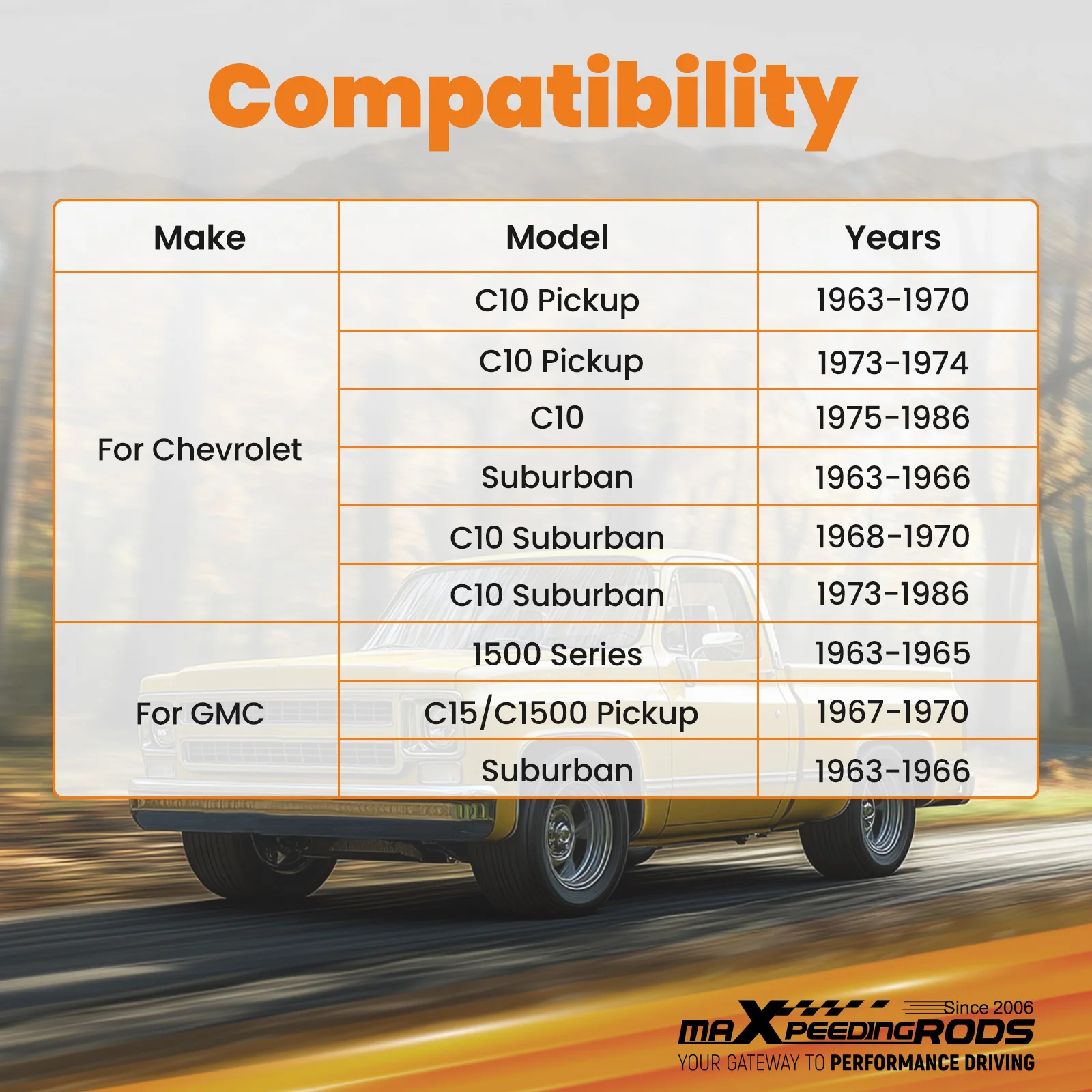 

Tubular Control Arms Set for 1963-1970 Chevy C10 Pickup 1973-1974 C10 Suburban