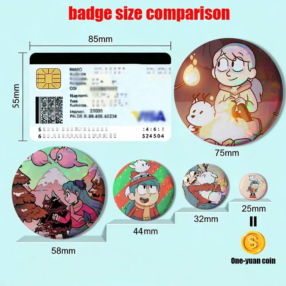 cute Twig and Hilda Badge on Backpack Clothes decoration Tinplate Round Brooch Funny Custom Gifts for Friend