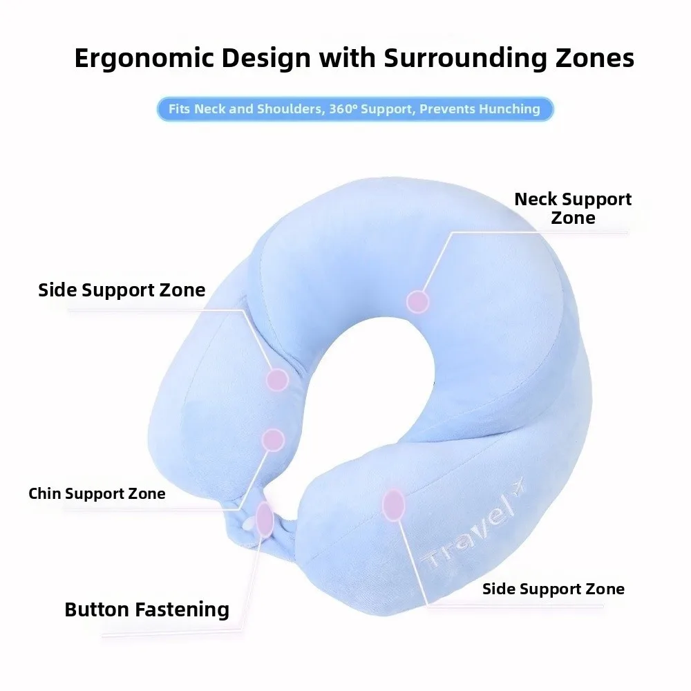 Portable Travel U-shaped Pillow Memory Cotton Convenient Neck Protection Pillow Slow Rebound Driving Pillow For Daily Use