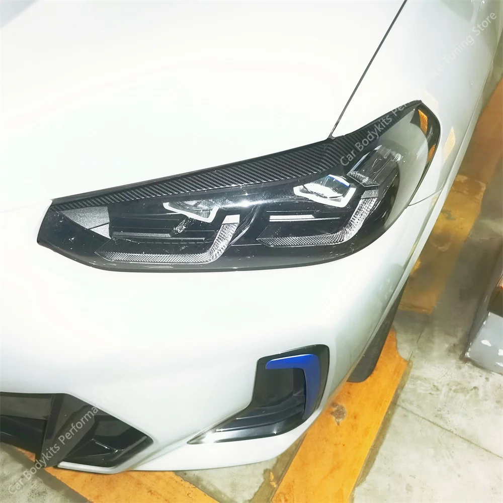 2Pcs ABS Gloss Headlight Evil Eyebrows Eyelids For BMW G01 G02 G08 X3 X4 ix3 20i 20d 25i 25d 35i M40i x-Drive 2021-2023 Lci
