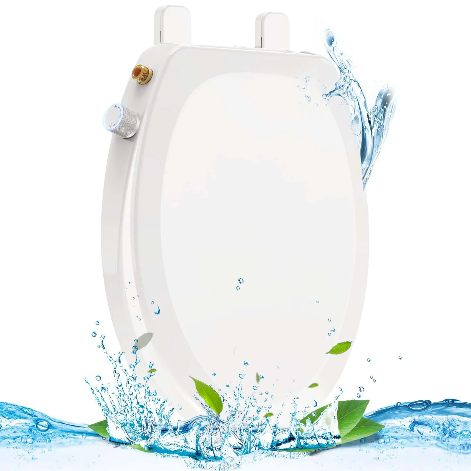 Non-Electric Elongated Bidet Toilet Seat with Dual Nozzle - Front & Rear Wash, Quiet-Close Lid, Adjustable Pressure, Easy Installation, Hygienic Fresh Water Bidet