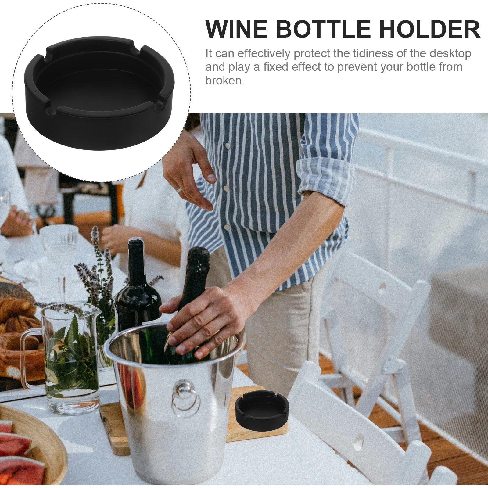 

Wine Bottle Mat Round Washable Reusable Coaster For Dining Table Kitchen Bar Use Silicone Pad Household Wine Coaster