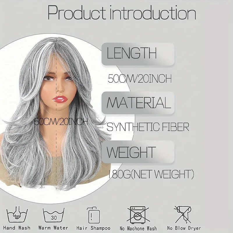 Women Long Wavy Layered Synthetic Heat Resistant Breathable Daily party Wig