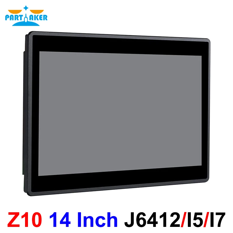 Partaker 14 Inch IP65 Industrial Panel PC I7 6500U I5 6200U J6412 Win10 HD 2 x LAN 3 x COM Capacitive Touch Screen Display HMI