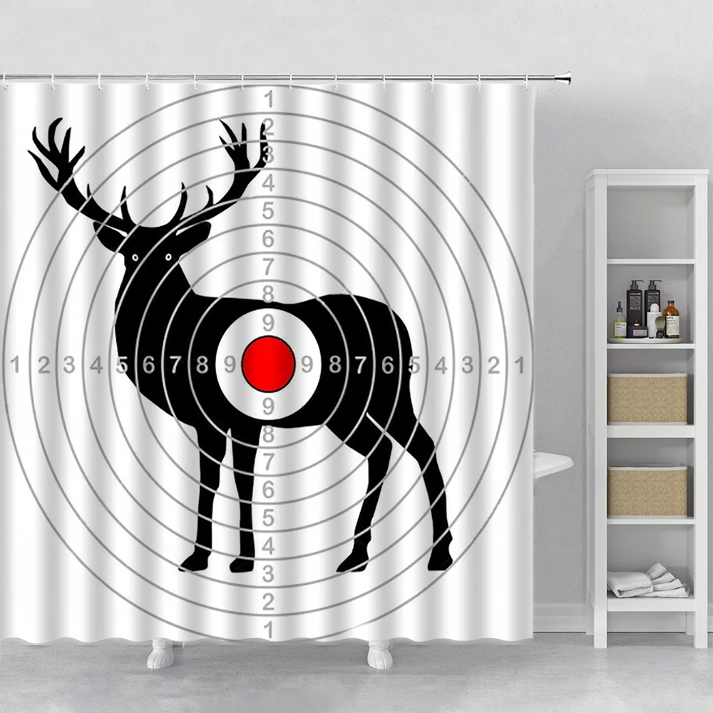 Target Shooting Deer Silhouette Shower Curtain Aesthetic Animal Curtain For The Room Bathroom Curtain Home Decor Polyester Hooks