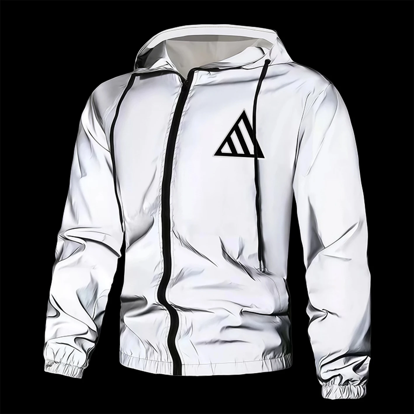 

Men's Reflective Jacket Full Zip Casual Outerwear Spring Autumn Polyester Lined Lightweight Windproof Safety Coat for Outdoor