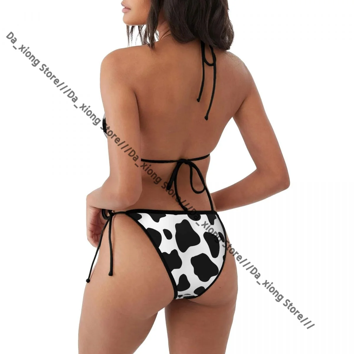 Femme maillots de bain string Bikini ensemble maillots de bain Sexy noir et blanc motif de vache maillots de bain Triangle pansement femme maillots de bain
