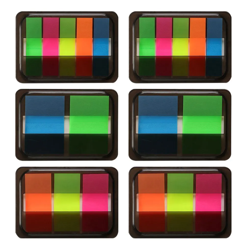

6 Boxes Fluorescent Page Markers Self-Adhesive Sticky Tabs Notebook Index Labels Tearable Memo Stickers Sticky Tabs