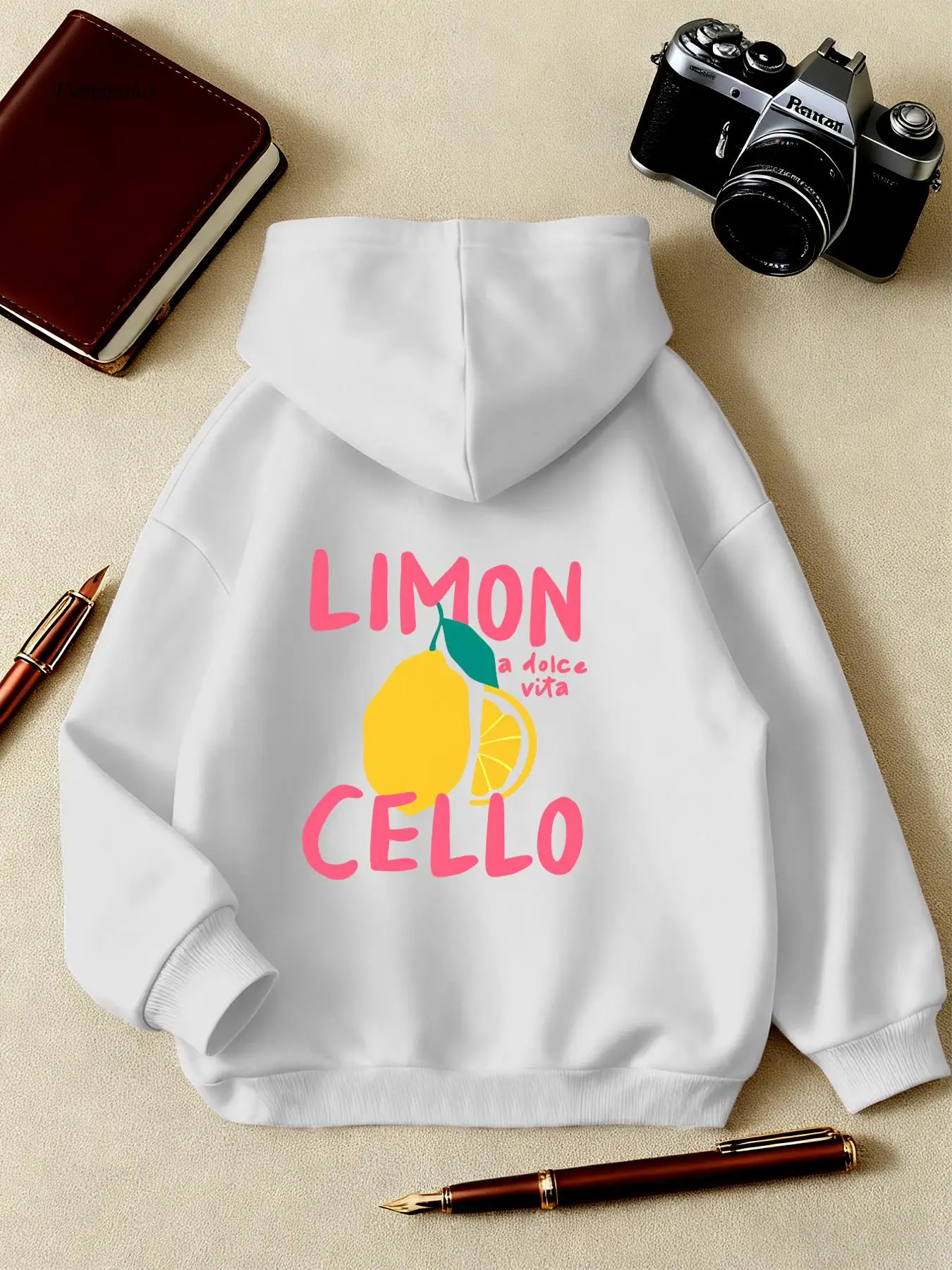 الأصفر الليمون طباعة الخريف والشتاء جيب جديد البلوز مقنعين البلوز عارضة الكتف كم أعلى #2