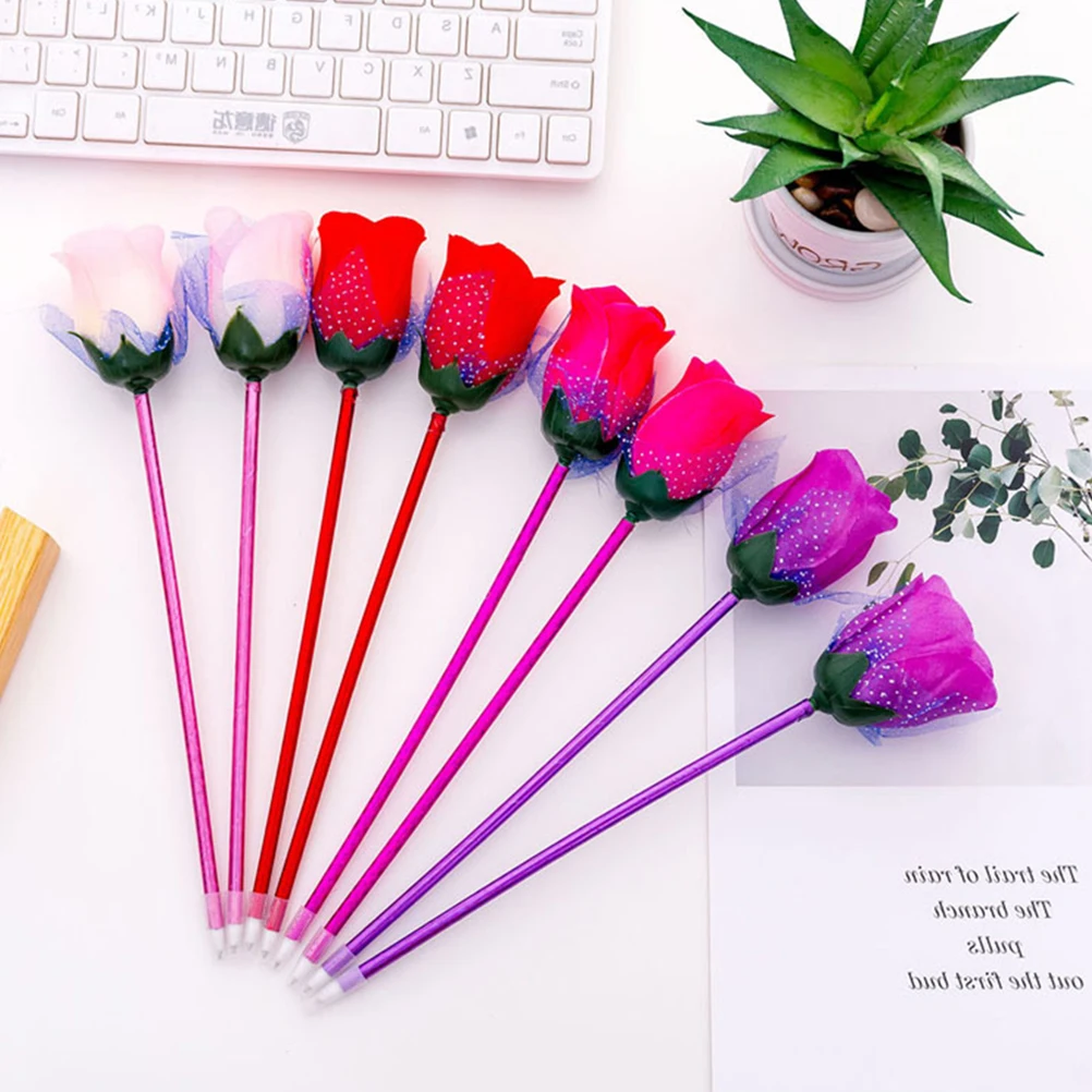 

24 Pcs Roses Ballpoint Pens Mermaid Design Writing Stationery Supplies Cute Creative Kids Student Gifts School Use
