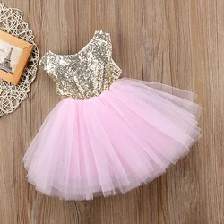 Baby Girls Christmas Sequins Tutu Dress Sleeveless Kids Princess Birthday Dresses Size 3 Months - 4 Years