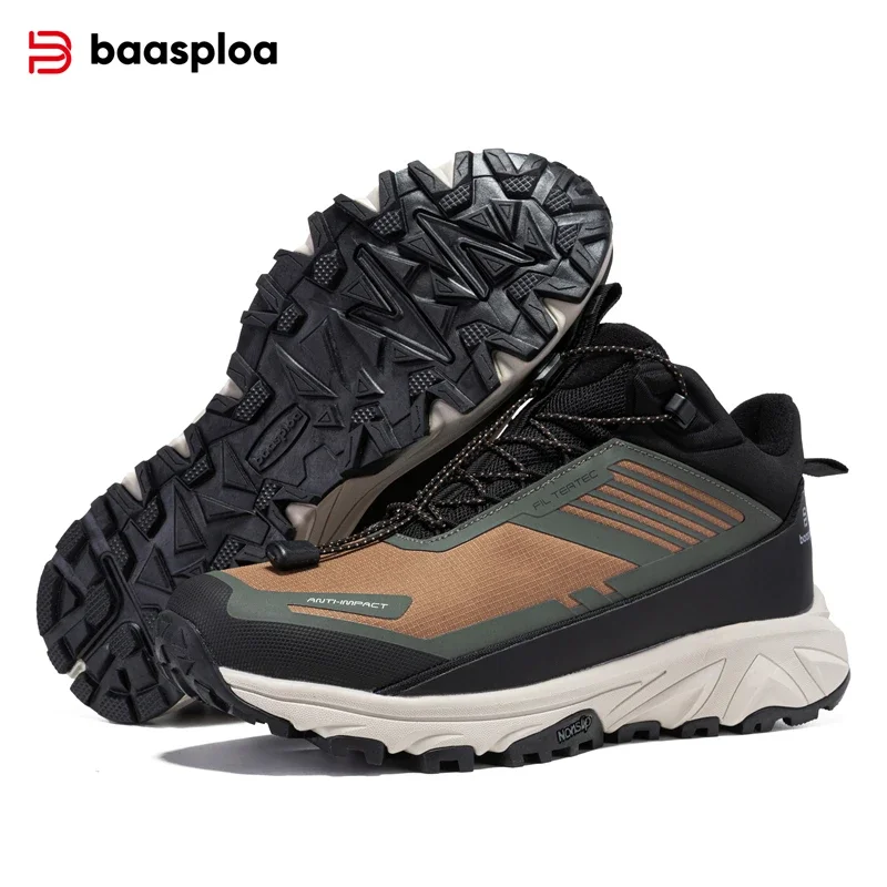 Baasploa Men Outdoor Sneakers Winter Comfort Plush Warm Hiking Shoes Men New Oxford Waterproof Non-Slip Casual Sneakers Male