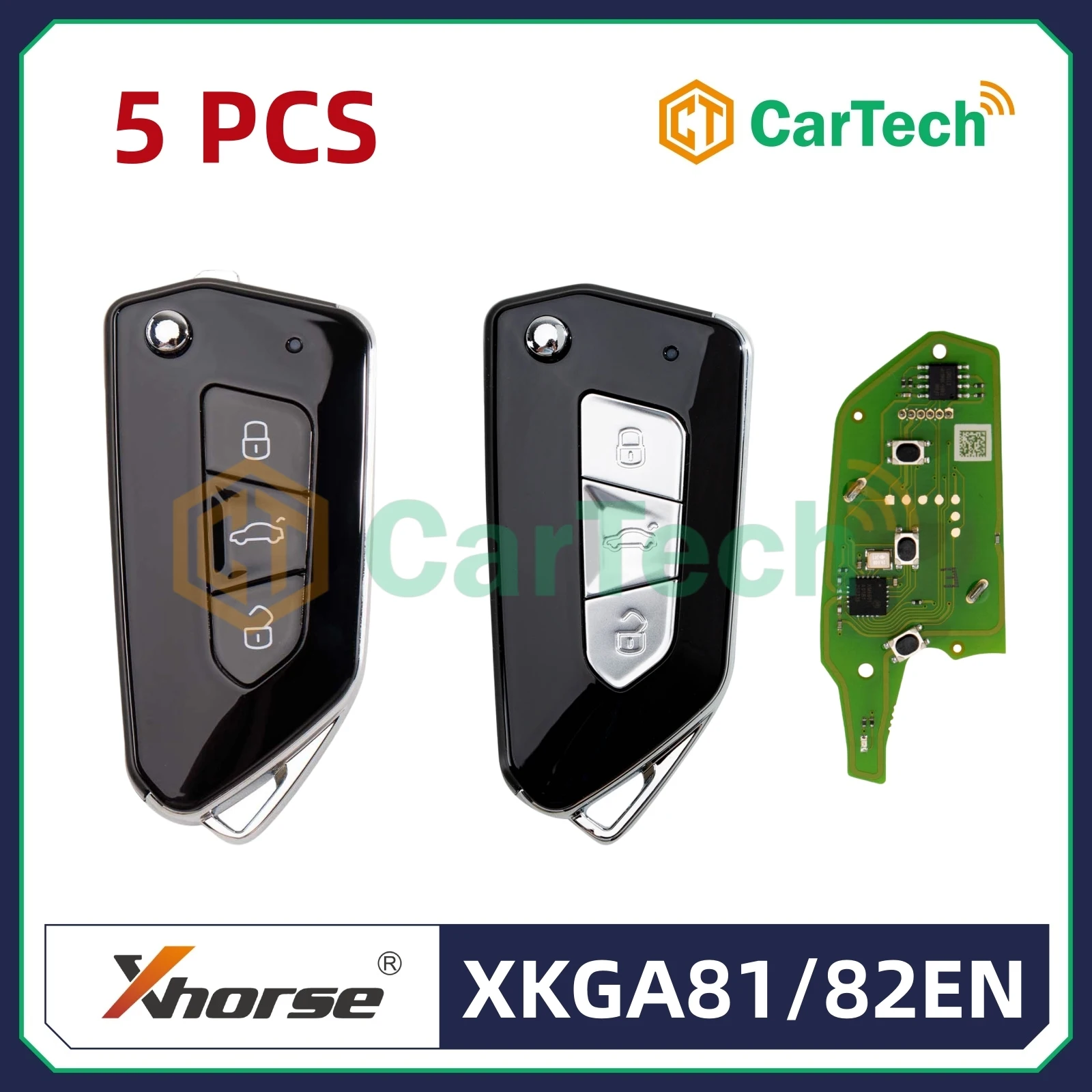 

5 PCS Xhorse XKGA82EN XKGA81EN Electroplated Matte Style 3 Buttons Universal Wired Remote Key