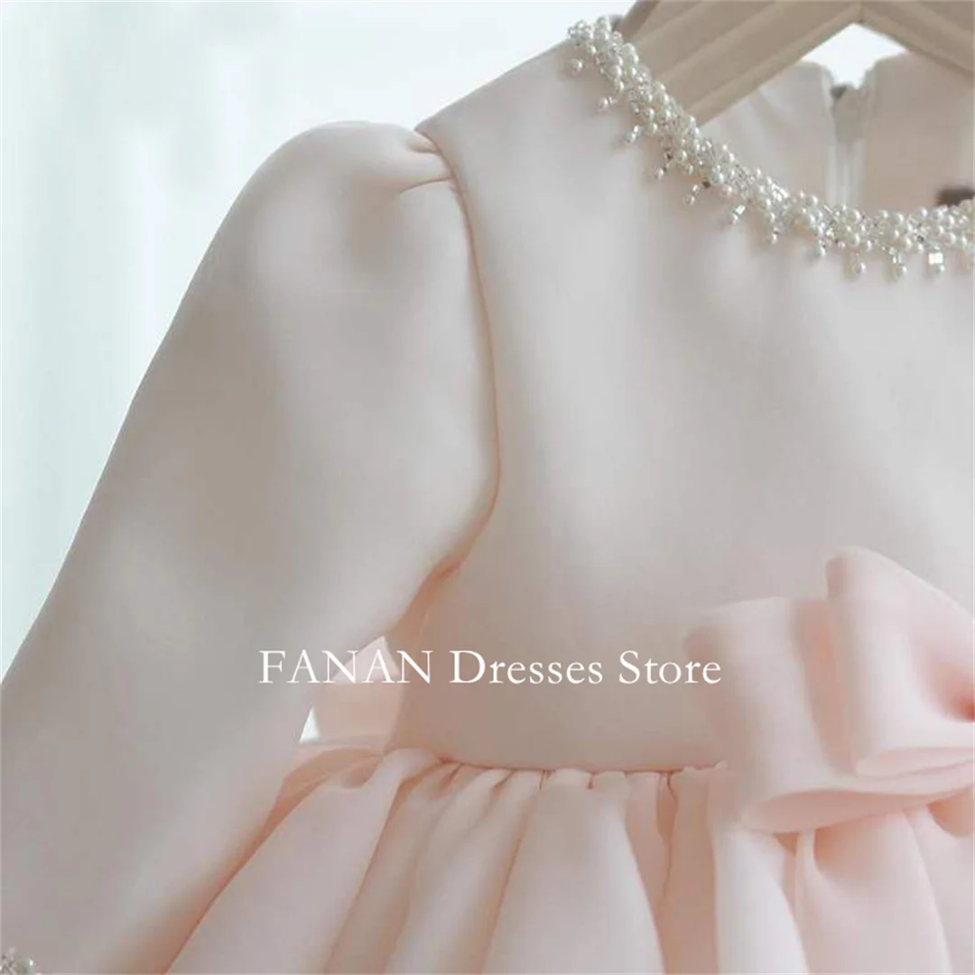 FANAN Cute Flower Girl Dresses Girls\' O-Neck Princess Organza Birthday Dress For Kids Birthday Party First Communion Dress