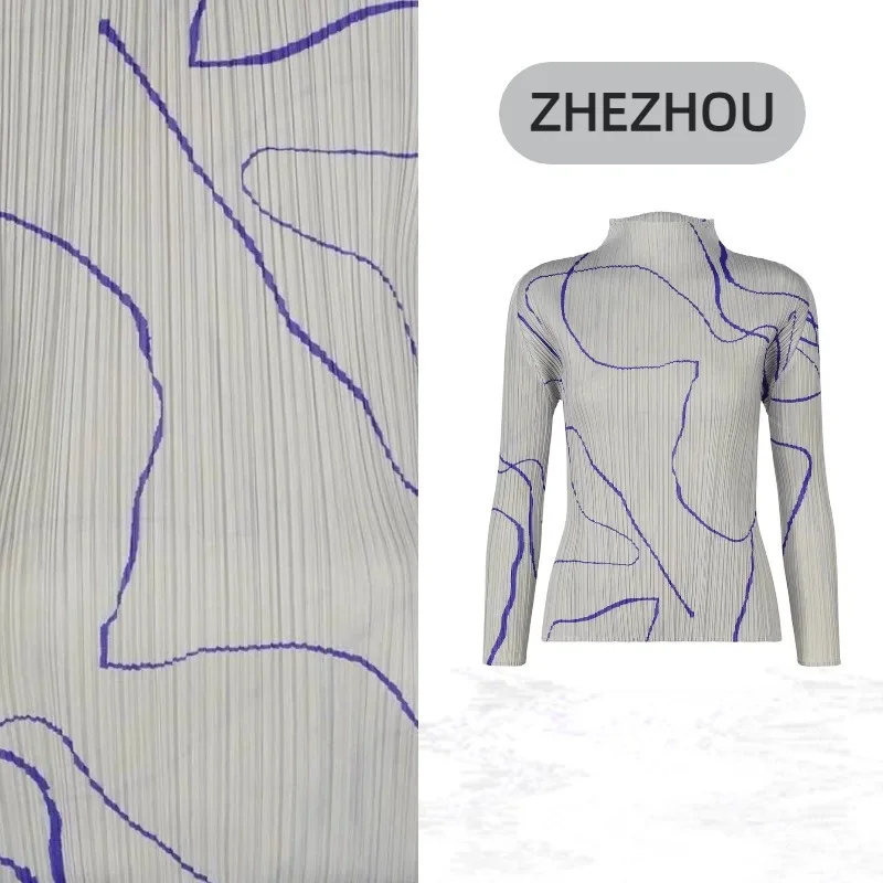 Koszulka plisowana Miyake 2025 Artystyczne Paski Koszulka z długim rękawem Plisse Moda Damska Projekt Plisowana Bluzka Nowa Jesienna Odzież