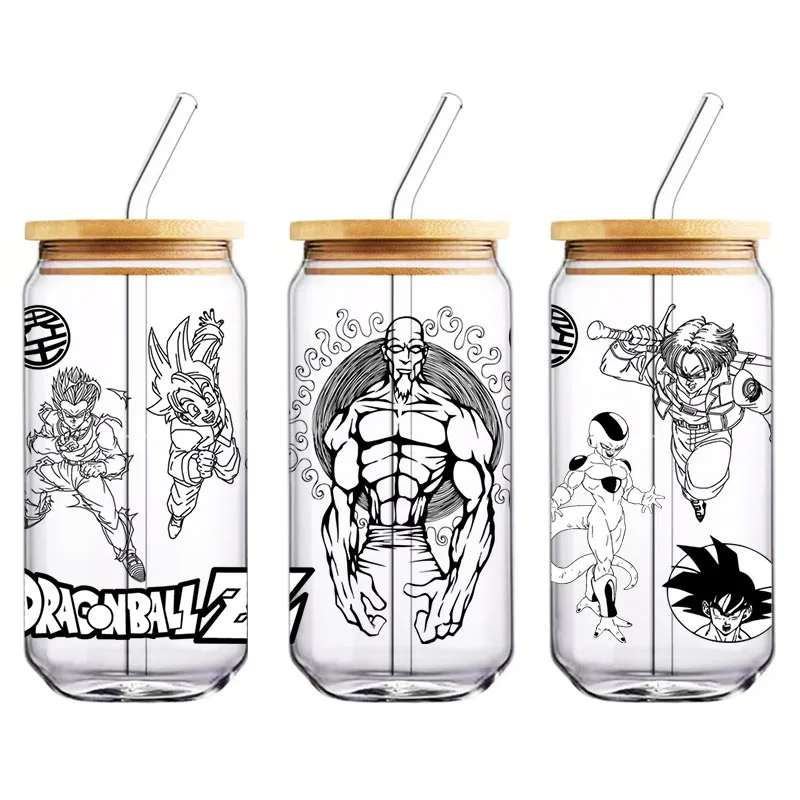 لعبة دراغون بول 16 أوقية الأشعة فوق البنفسجية DTF كأس التفاف Libbey الزجاج البيرة يمكن بهلوان نقل أنيمي ثلاثية الأبعاد نقل ملصقات Libbey مقاوم للماء لتقوم بها بنفسك ملصق