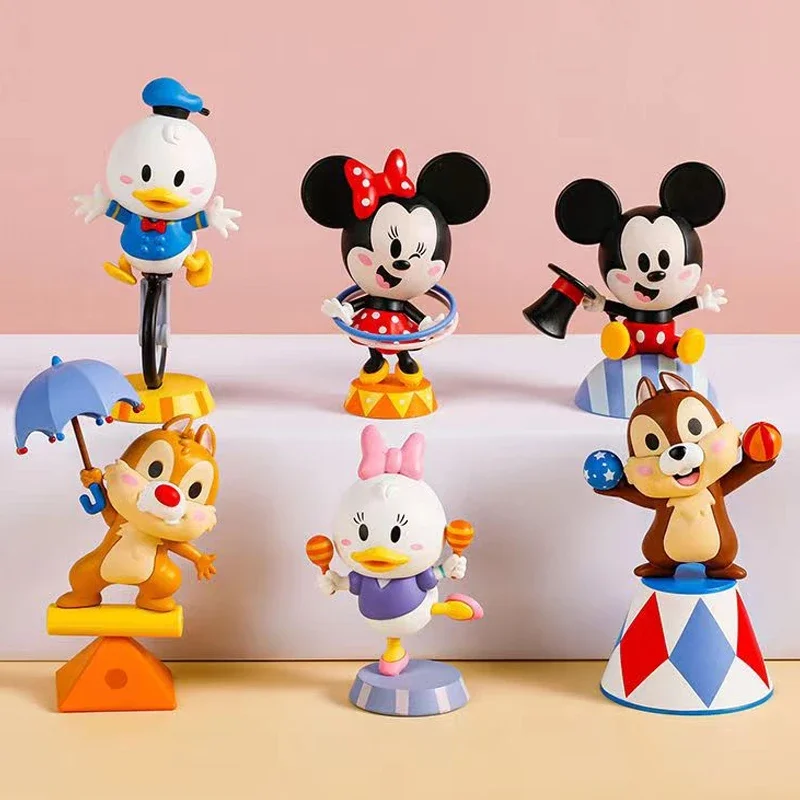 Disney Mickey Minnie Circus Series Figure Toys Anime Peripheral Chip Dale Daisy Donald Model Ornament Dolls Children's Gifts