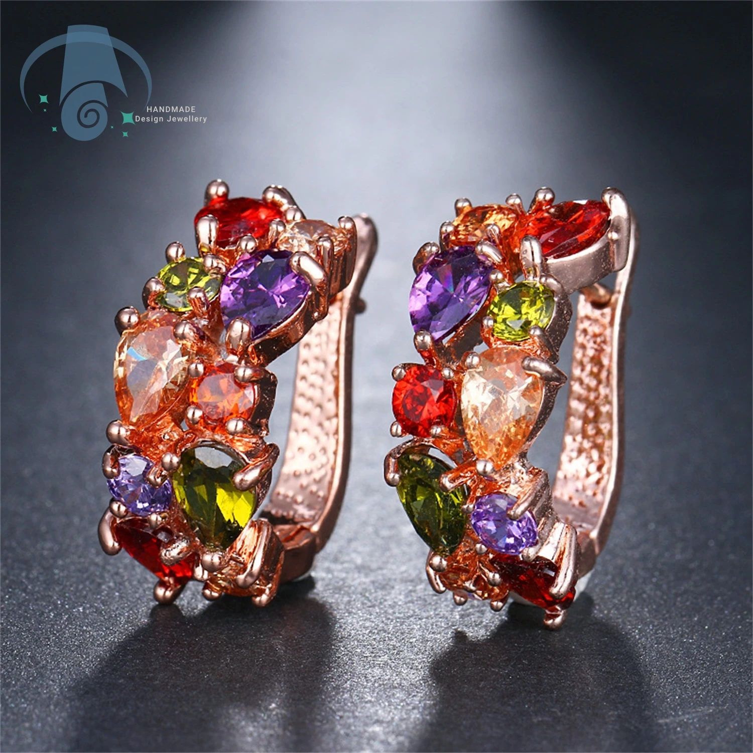 

Drop Zircon Earrings Colorful Summer Crystal Ear Cuffs For Women Ins Chic Elegant Versatile Top Hot Daily High End Alloy Jewelry