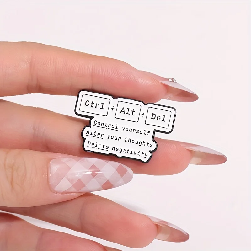 1pc FLIXBLANY Ctrl+Alt+Del Alloy Brooch Pin - Simple Cartoon Style Keyboard Accessory for Backpacks