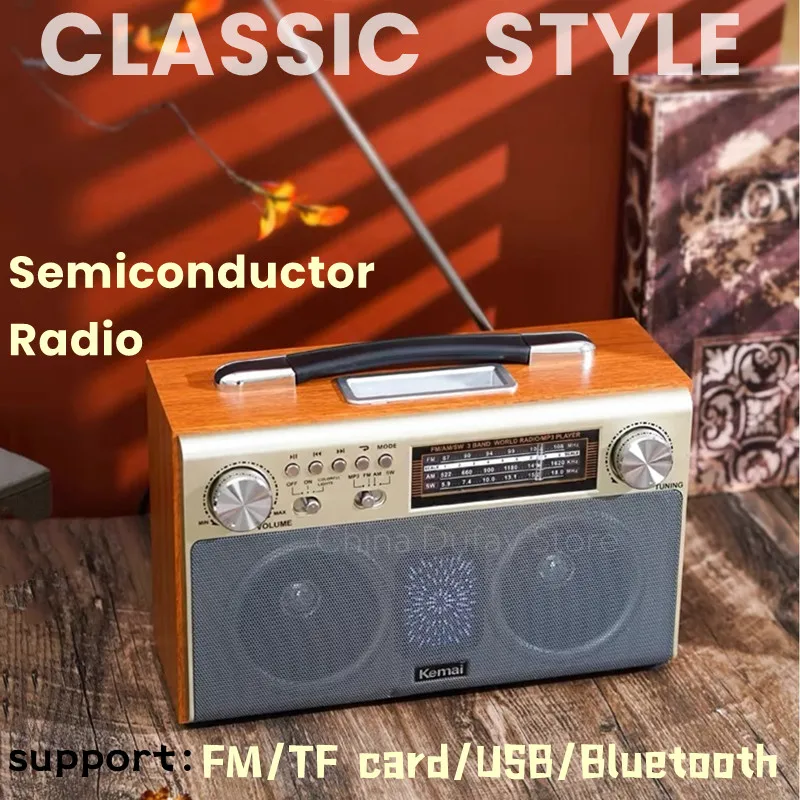 

Caixa De Som AM FM SW Multiband Portable FM Radio Retro Wooden Home HiFi Bluetooth Speaker USB Stereo Mp3 Music Player Speaker