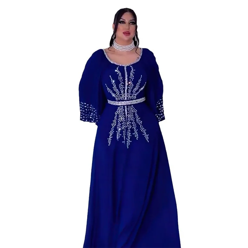 Summer African Dresses for Women Elegant African Half Sleeve O-neck Polyester Long Maxi Dress Gowns Kaftan Muslim Abaya Outfits