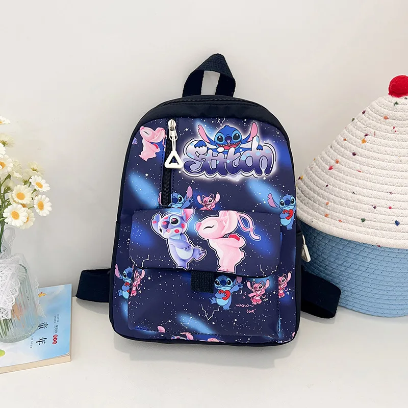 Disney Mickey Mouse เด็กใหม่กระเป๋านักเรียนโรงเรียนอนุบาลการ์ตูนพิมพ์กระเป๋าเป้สะพายหลังชายหญิงน่ารัก Stitch กระเป๋าเป้สะพายหลังลําลอง