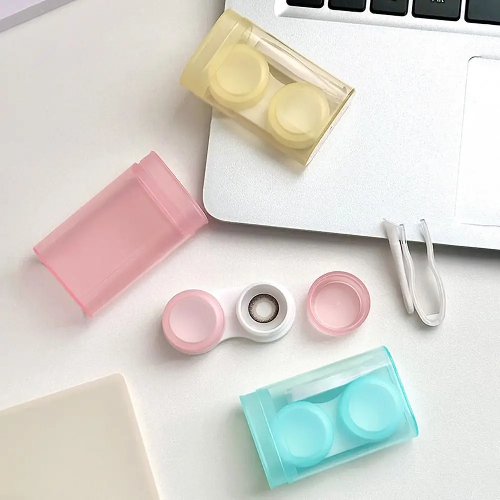 Estuche de plástico para lentes de contacto, estuche portátil de Color sólido para lentes de contacto, soporte de viaje