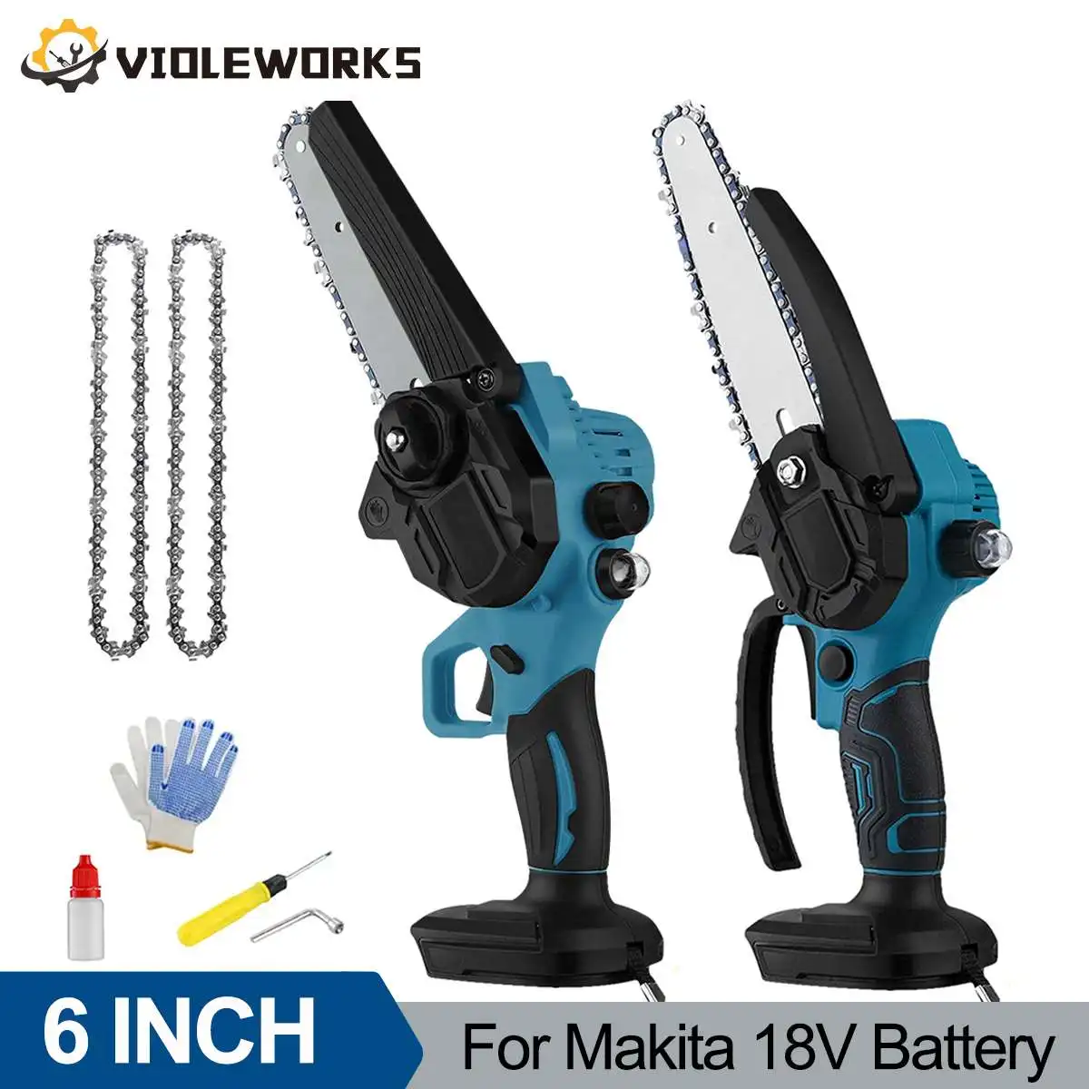 

6 Inch Chain Saw Cordless Electric Saw Handheld Garden Logging Chainsaw Wood Cutting Power Tool for Makita 18V Battery