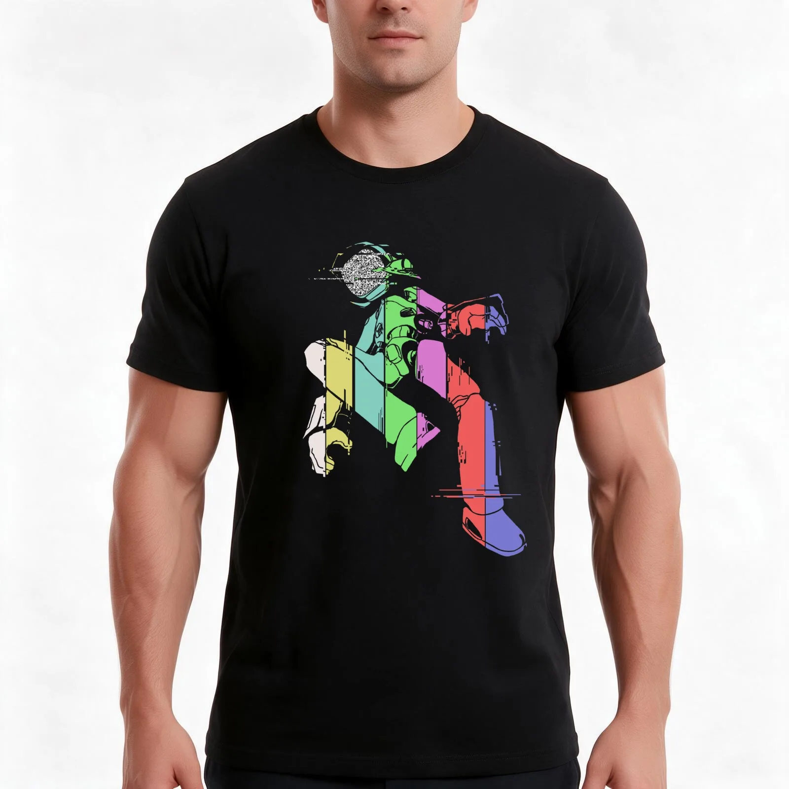 Canti - Glitch T-Shirt, Summer Casual Cotton Tee, Oversized Streetwear Tops, Vintage Graphic Print, Loose Fit Short Sleeve