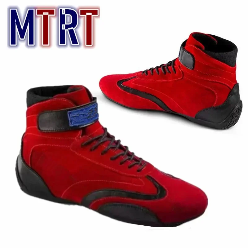 

Motorcycle Boot F1 Formula Racing Car TT New Cow Suede Leather Racing Shoes Karting Car Shoes Off-Road Motorcycle Boots