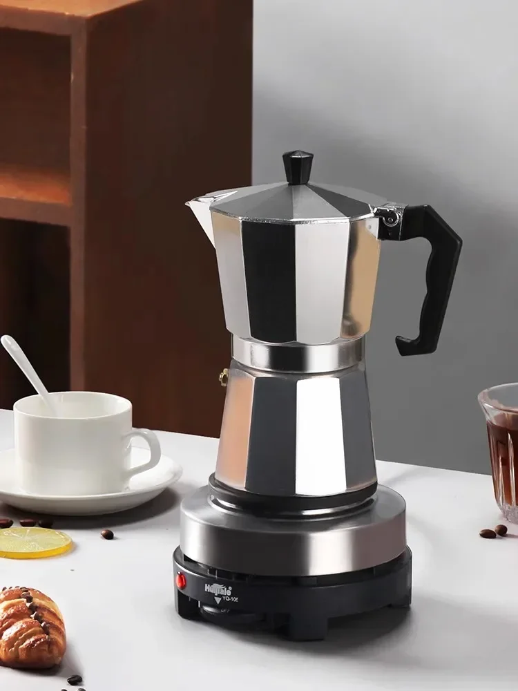 Conjunto elétrico Moka Pot Combo, Espresso Maker com válvula avançada, autêntico café italiano, 220V