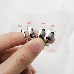 High Polished Stainless Steel Silver Color Rings for Women Men Simple Circle Plain Wedding Rings Width 2mm/3mm/4mm/5mm/6mm/8mm