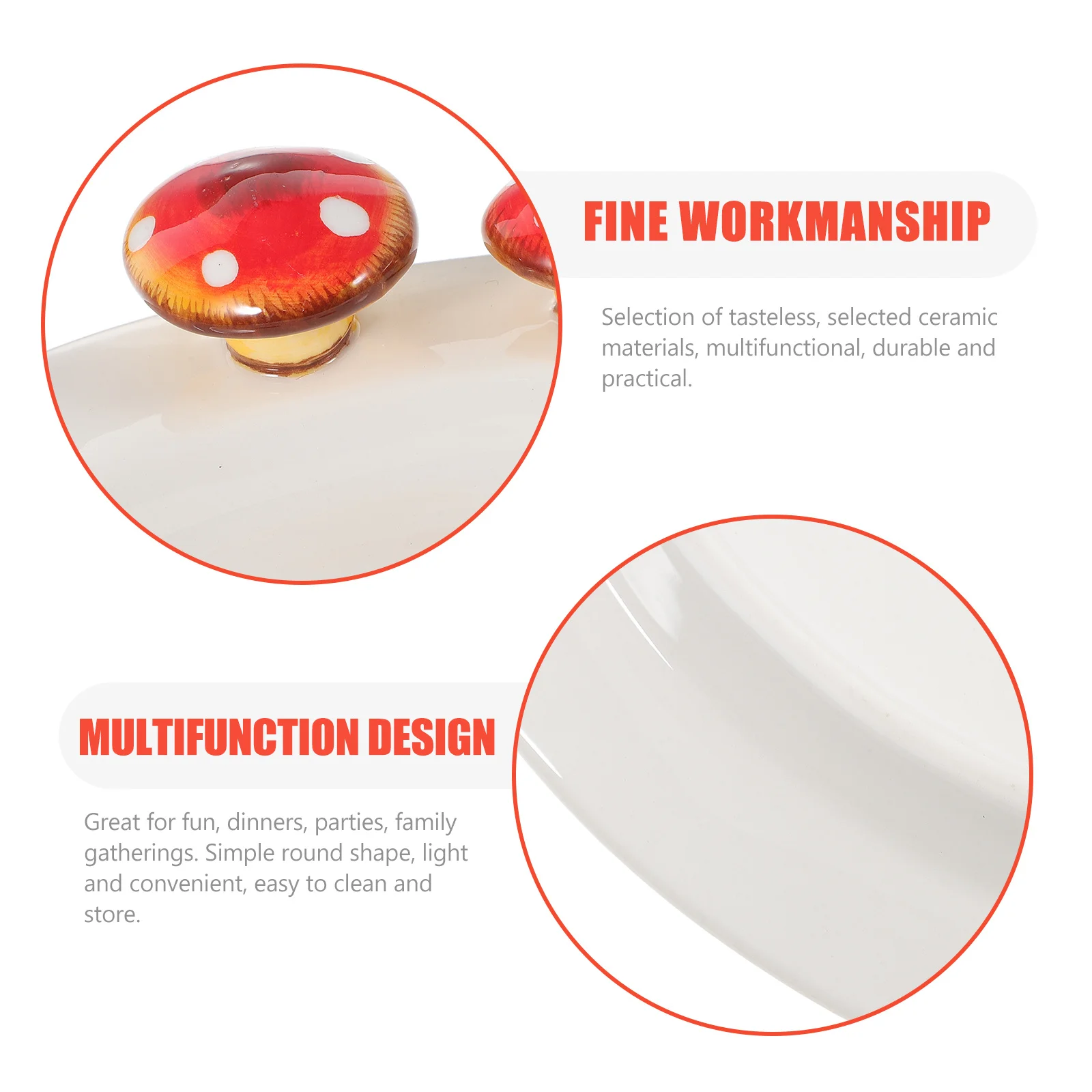 

Ceramic Double Ear Household Plate Multifunctional Fruit Tray Tabletop Snack Serving Dessert Plate Ceramic Ornament