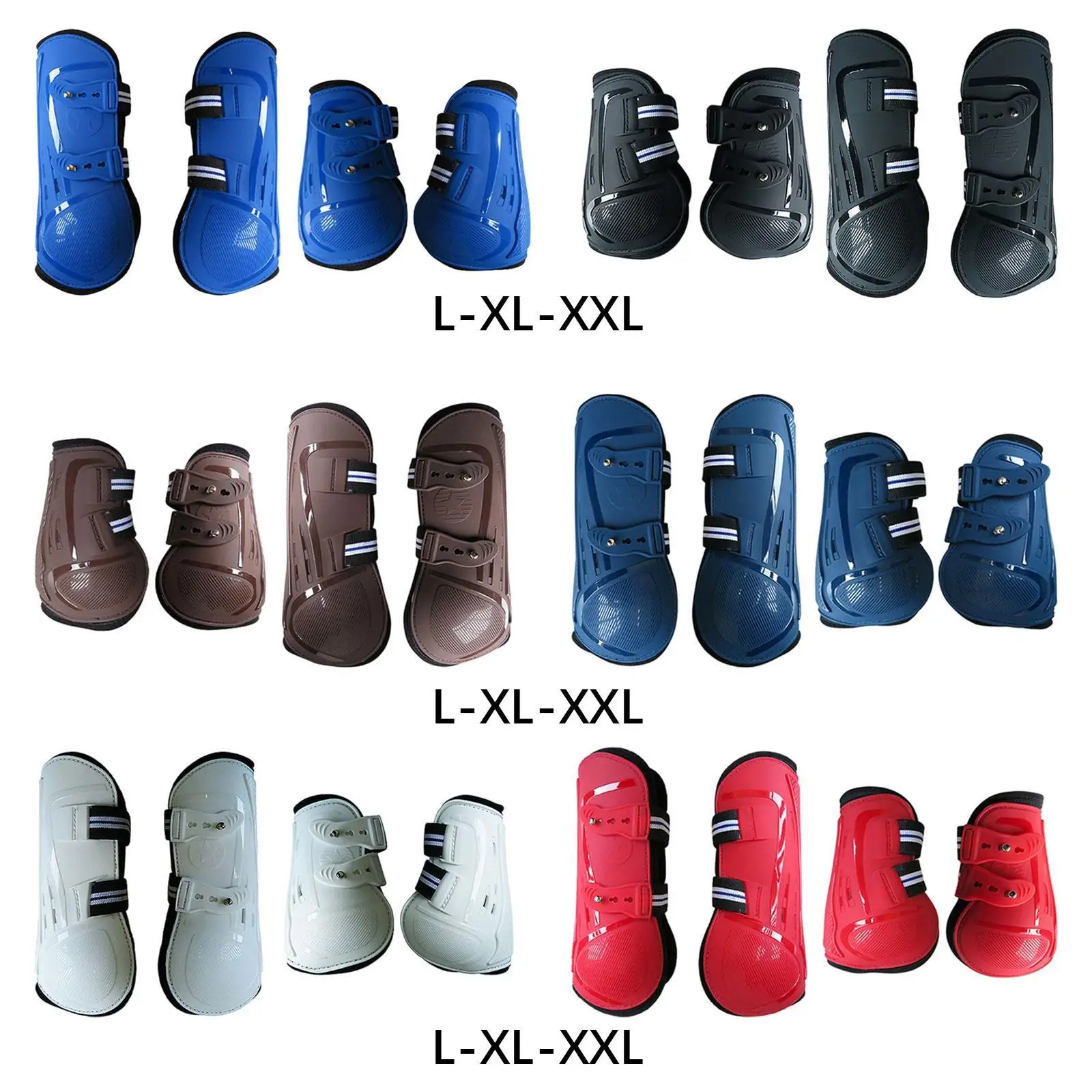 4x Horses Boots Leg Protective Shock Absorbing Adjustable Lightweight PU
