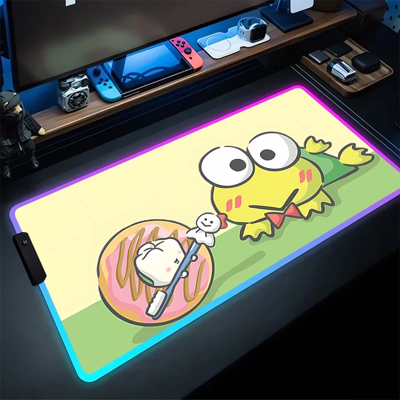 

RGB Large Mouse Pad kerokerokeroppl LED Light Game accessories Pad table mat computer game Mouse mat Sanrio Home Decor Kawaii