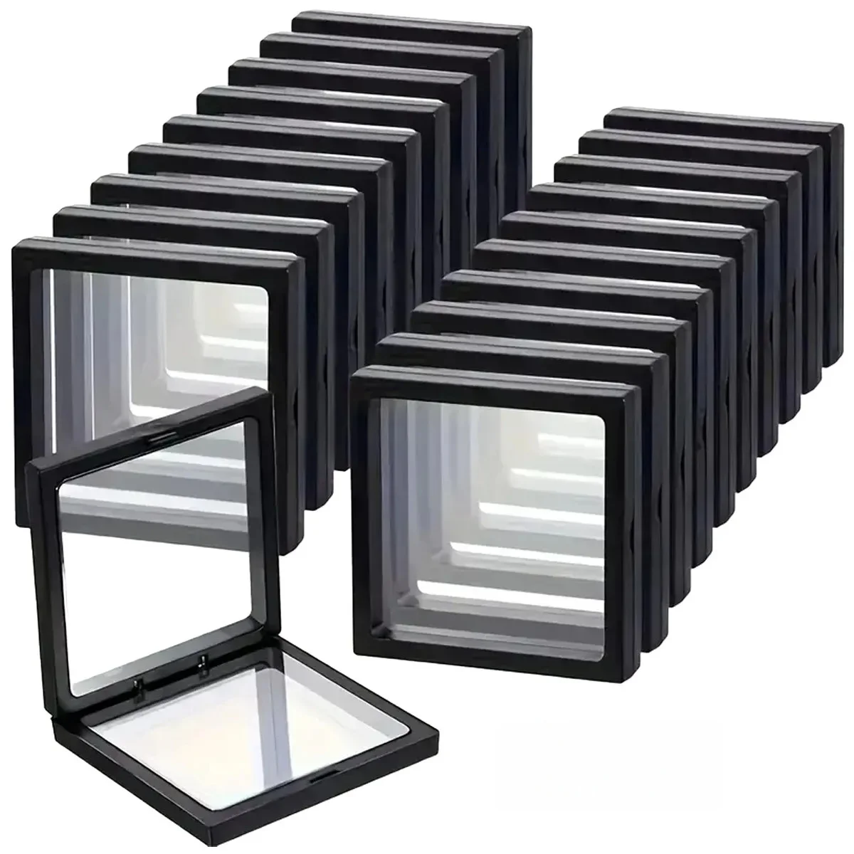 Transparent floating display box, plastic film jewelry packaging box, jewelry, necklace, ring, and collectible storage box 4-10