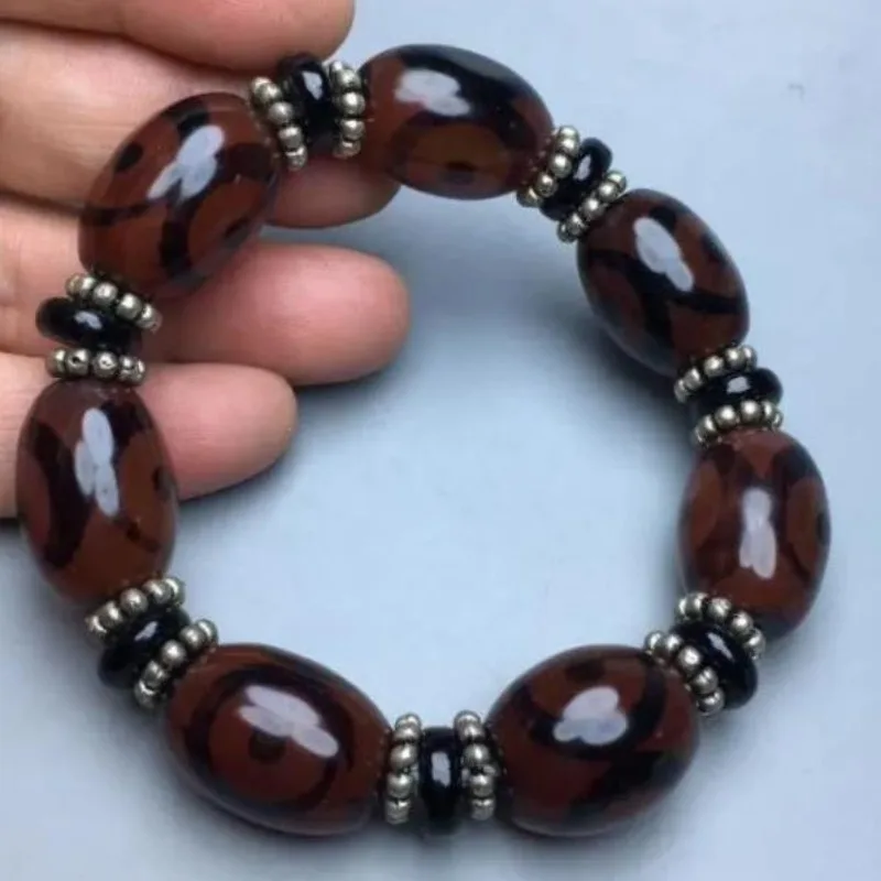 

New Agate Three-eye Dzi Beads Bucket Beads Bracelet Men's Ethnic Style Retro Bracelet Jewelry