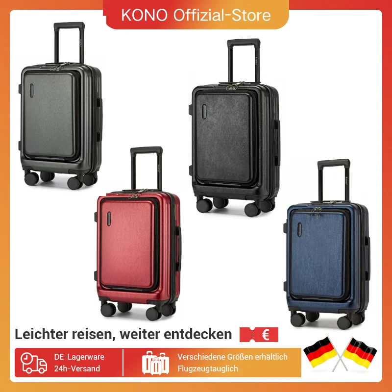 Kono-carcasa rígida ABS + PC, equipaje de mano con cerradura TSA, 4 ruedas giratorias y mango telescópico, medida de cabina, maleta más ligera