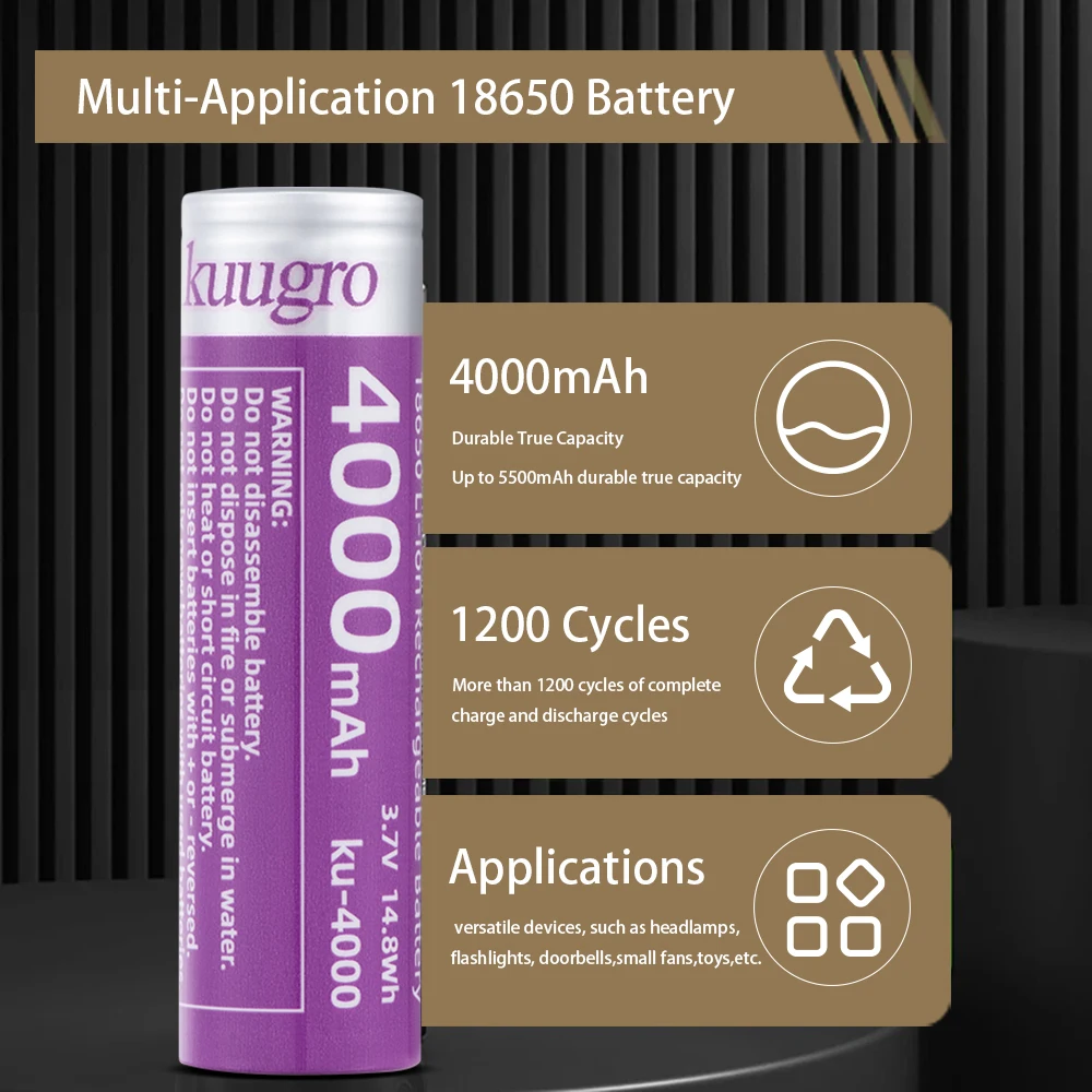 Kuugro Ku-4000 18650 Rechargeable Battery