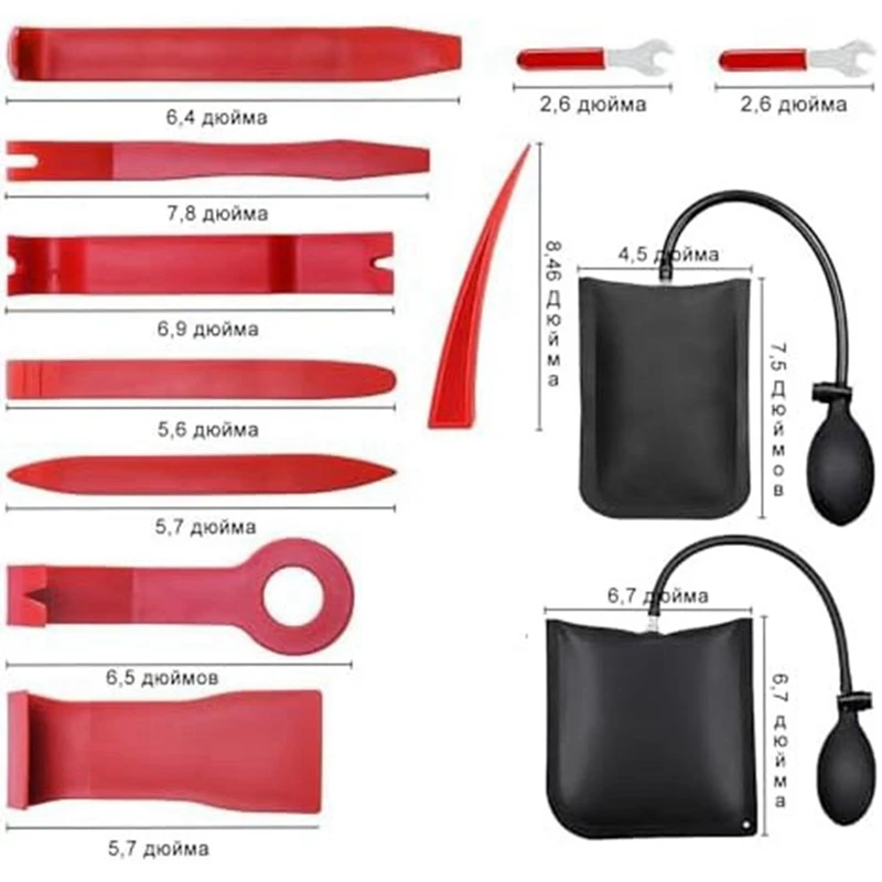 Car Emergency Kit With Window Wedges, Air Wedges, Automatic Trim Removal Tool Emergency Car Dent Repair Durable ,18 Pcs