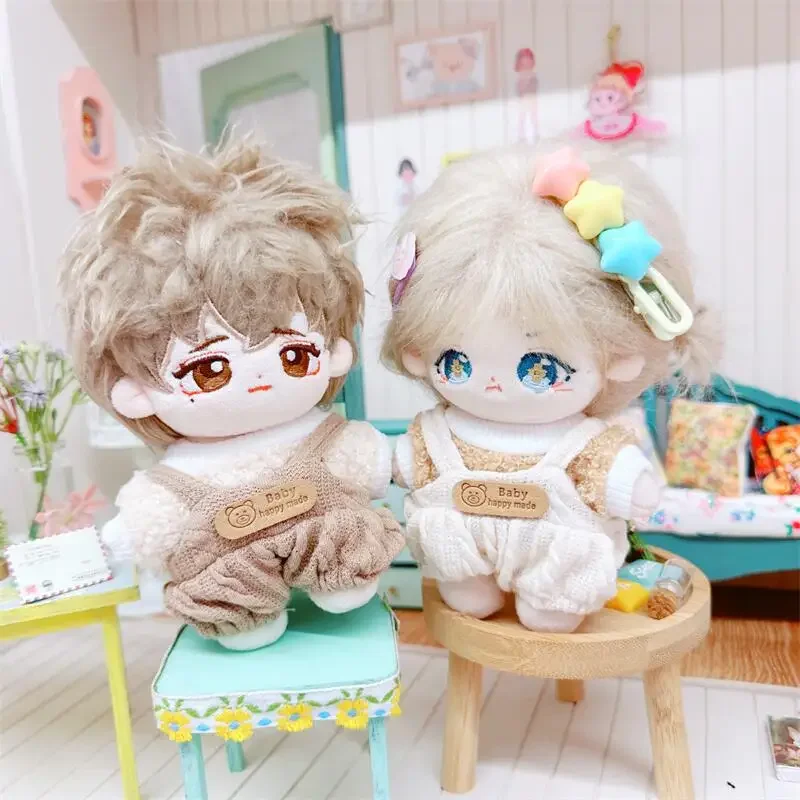 10cm Doll Clothes Woolen sweater Cute Bear Strap Pants Set for Idol Star Doll Toy Accessories Korea Kpop EXO Doll Outfit