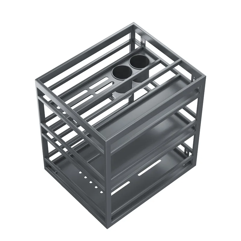 

Seasoning Basket Drawer Kitchen Cabinet Stainless Steel Seasoning Storage Rack Layered Storage Built