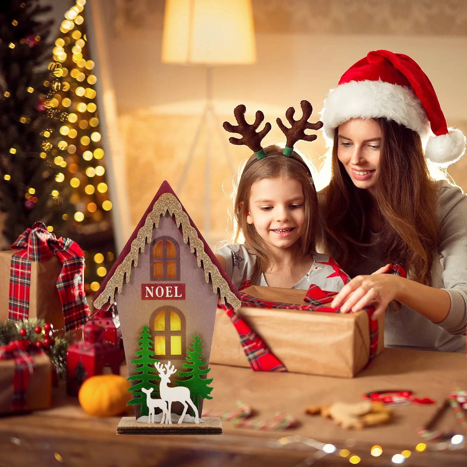 

Christmas Lighted Country Cottage Xmas Tree Ornament Holiday Gift Christmas Gift Light Up Decor