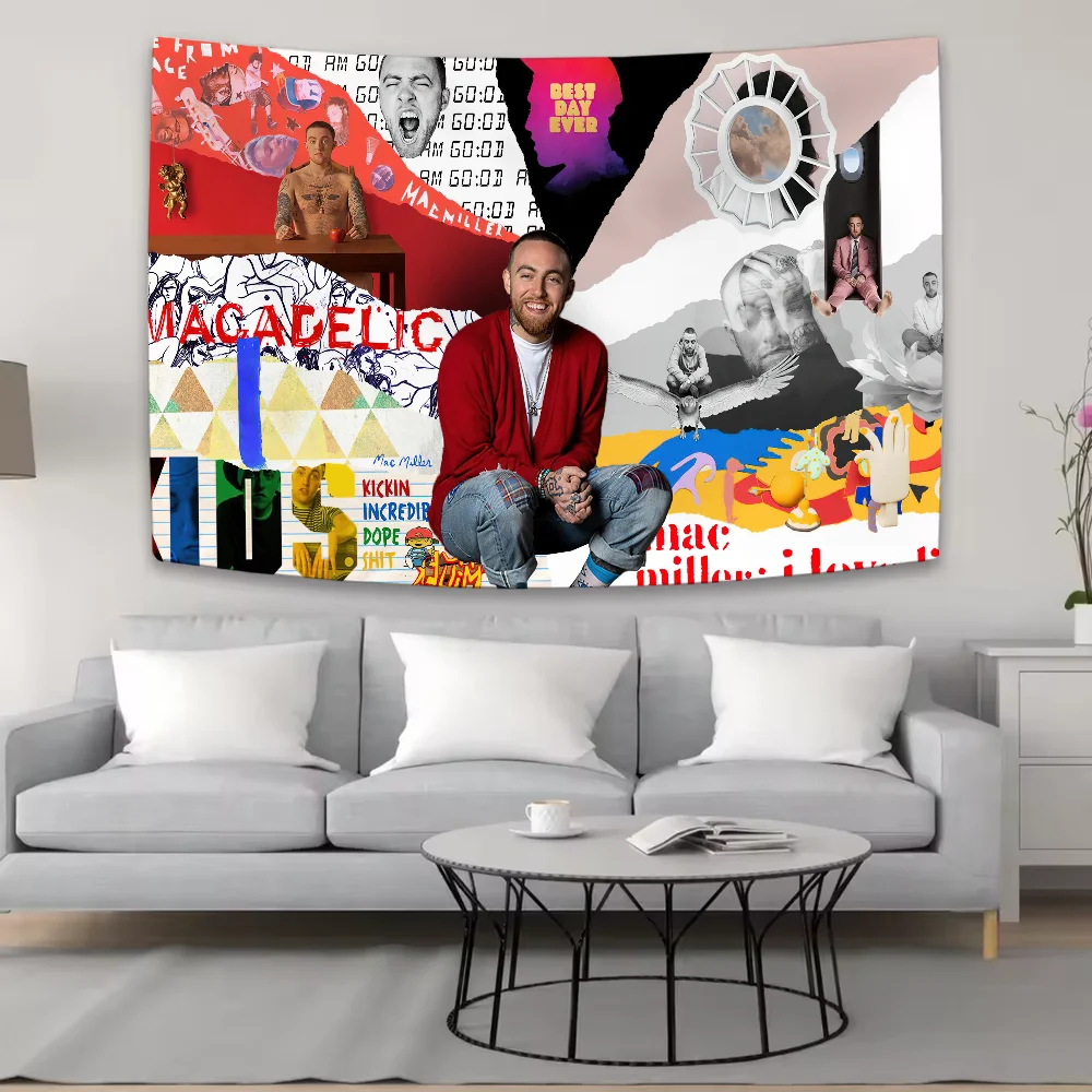 Rap Star Singer M-Mac M-Miller Swimming Tapestry Background Hanging Cloth Bedroom Room Decor Aesthetic Tapestry Wall Party