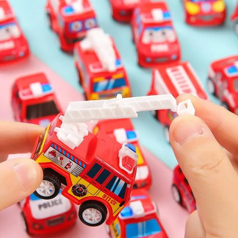 

5Pcs DIY Decoration Children's Birthday Party Favors Baby Shower Gift Kids Cartoon Mini Pull Back Fire Truck Police Car Toys