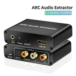 ARC Audio Extractor Digital Optical TOSLINK SPDIF/Coaxial Analog 3.5mm L/R Stereo HDMI-Compatible ARC to RCA Audio Converter