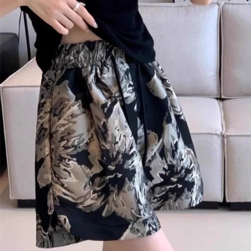 

2025 Summer New Women's Fashion Shorts Ladies Casual Sports Shorts Female's High Waist Wide Shorts
