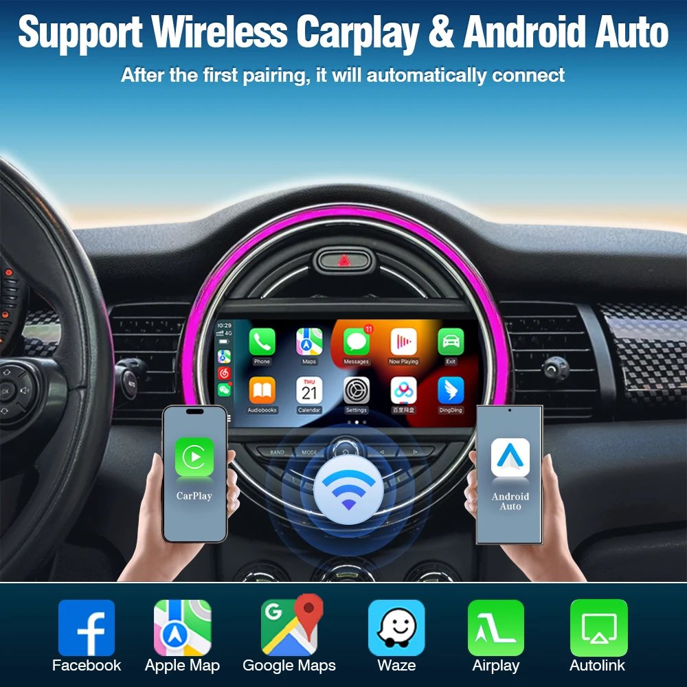 صندوق وحدة فك تشفير السيارات اللاسلكية CarPlay Android لسيارات BMW MINI Mini R55 R56 R57 R58 R60 R61 F54 F55 F56، Airplay GPS Navi #2