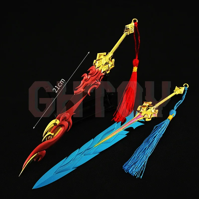 21 cm/8.27in Honor Kings Game Randapparatuur Metalen Snijden Wapen Modellen Speelgoed Ornamenten Sleutelhangers Desktop Display Collectie Gift jongen