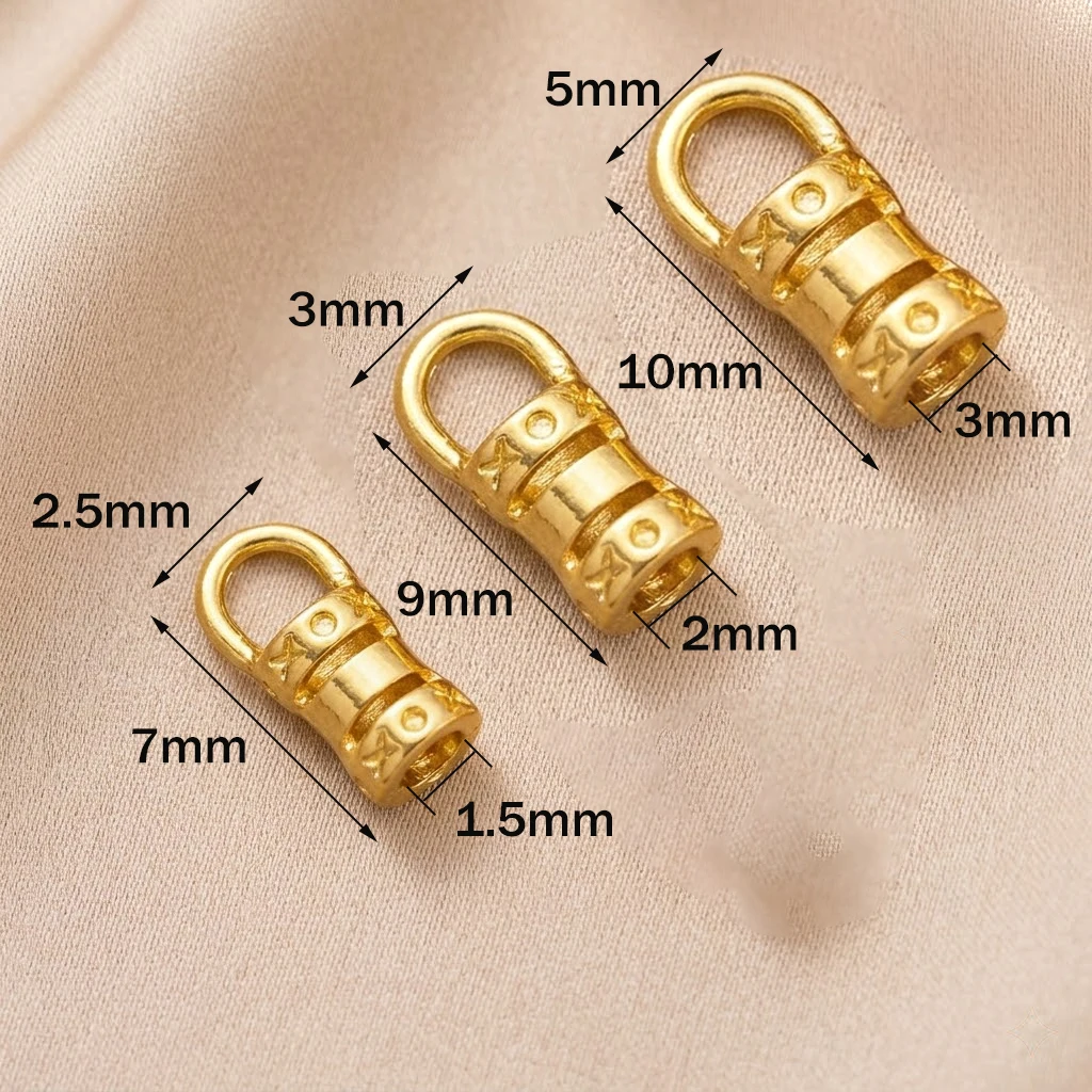 10 Stück 18K Gold Messing Quetschverschlüsse mit Schlaufe, Kordel-Endkappen, Clip für Lederkordeln und Ketten, DIY Schmuckherstellung – Detail 2